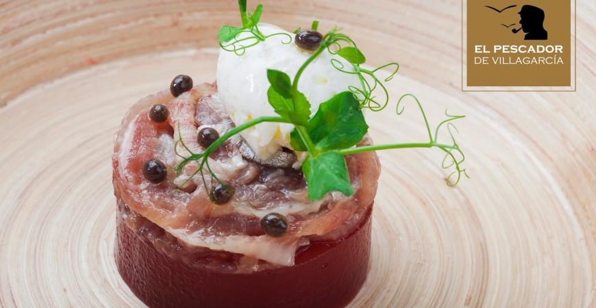 VENTRESCA DE SARDINA AHUMADA CON MEMBRILLO Y QUESO MASCARPONE